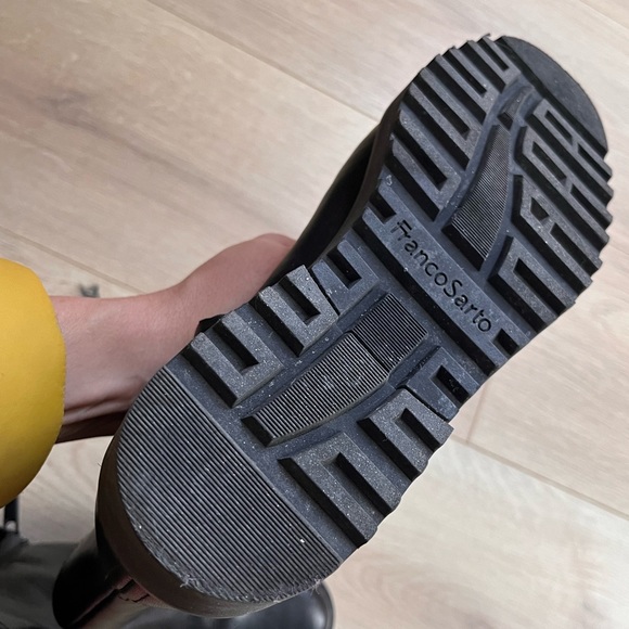 Franco Sarto Carian Black Leather Chelsea Ankle Boots lug sole booties - Picture 11 of 13